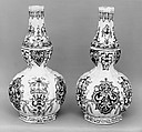 Pair of bottles, Tin-glazed earthenware, Dutch, Delft