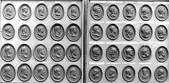 Cabinet of 140 plaques, Basalt ware, British, Staffordshire