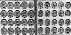 Cabinet of 140 plaques, Basalt ware, British, Staffordshire