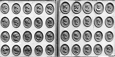 Cabinet of 140 plaques, Basalt ware, British, Staffordshire