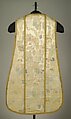 Chasuble, Silk, metallic, cotton, probably Italian or French, and Indian