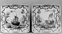 Pair of trays, Faience (tin-glazed earthenware), French, Lille