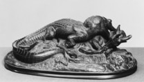 Crocodile Devouring Antelope, Antoine-Louis Barye French, Bronze, French