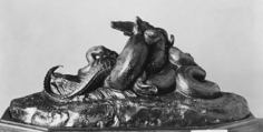 Python Crushing a Crocodile, Antoine-Louis Barye  French, Bronze, French