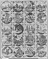 Panel of tiles, Tin-glazed earthenware, Dutch