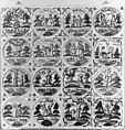 Panel of tiles, Tin-glazed earthenware, Dutch