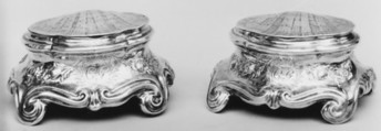 Pair of salt or pepper boxes, Edme-Pierre Balzac (1705–ca. 1786, master 1739, recorded 1781), Silver, French, Paris