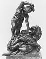 Two Men Fighting a Lion, Bronze, with black lacquer patina, Italian, Florence