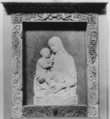 Madonna and Child, Pietro Lombardo (or Pietro di Martino da Carona) (Italian, Carona, Lombardy ca. 1435–1515 Venice), Relief: stone, traces of gilding; Frame: stone painted blue and gilded in parts, Italian, Venice
