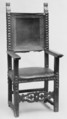 Armchair, Carved and gilded walnut, leather, Italian, Florence