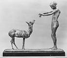 Young Girl and Gazelle, Henri L. Bouchard  French, Bronze, French, Paris