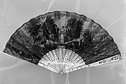 Fan, Paper, mother-of-pearl, silver, lapis lazuli, French