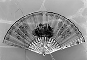 Fan, Paper, mother-of-pearl, silver, lapis lazuli, French