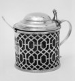 Mustard pot and spoon (one of a pair), Edward Aldridge II, Silver, British, London