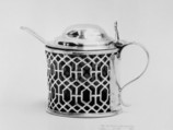 Mustard pot and spoon (one of a pair), Edward Aldridge II, Silver, British, London
