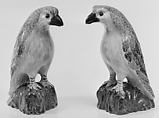 Pair of hawks, Salt-glazed stoneware, British, Staffordshire