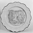 Plate, Salt-glazed stoneware, British, Staffordshire