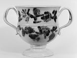 Two-handled cup, Salt-glazed stoneware, British, Staffordshire