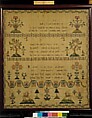 Embroidered sampler, Silk on linen, embroidered, probably British