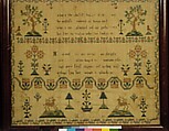 Embroidered sampler, Silk on linen, embroidered, probably British