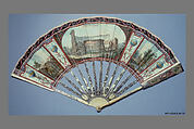 Fan, Parchment, paint, ivory, silver, colored foil, glass, metal, Italian