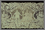 Runner (from a set of table linens), Linen, needle lace, Belgian