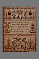 Embroidered sampler, Mary Ann Reed, Embroidered silk on wool, British