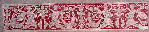 Strip, Silk on linen, Spanish or Italian, Sicily