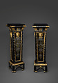 Pair of Pedestals, André Charles Boulle  French, Pine with ebony veneer and marquetry of brass and pewter inlaid in a tortoiseshell ground; blue stained horn; gilt-bronze mounts
