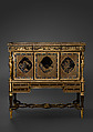 Fall-Front Secretary on Stand, Adam Weisweiler (French, 1744–1820), Oak, exterior veneered with ebony and Japanese lacquer, mother of pearl; gilt bronze; interior: sycamore and other marquetry woods, leather, French