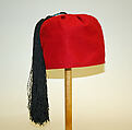 Man's Féssi Cap, silk, wool, gold thread., Greek