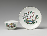 Cup and saucer, Worcester factory (British, 1751–2008), Soft-paste porcelain, British, Worcester
