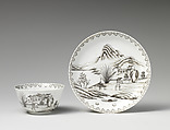 Teabowl and saucer, Soft-paste porcelain, British