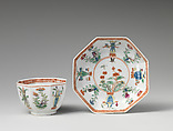 Cup and saucer, Worcester factory  British, Soft-paste porcelain, British, Worcester