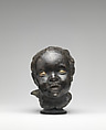 Head of a Child with Hair, Bronze, eyes polished, Northern Italian