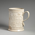 Mug with Admiral Edward Vernon (1684–1757) and the capture of Porto Bello, Salt-glazed stoneware, British, Staffordshire