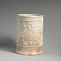 Mug with Admiral Edward Vernon (1684–1757) and the capture of Porto Bello, Salt-glazed stoneware, British, Staffordshire