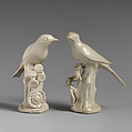 Pair of birds, Salt-glazed stoneware, British, Staffordshire