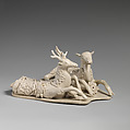 Stag and doe, Salt-glazed stoneware, British, Staffordshire
