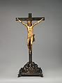 Crucifix on a Golgotha base, Base by Giuseppe de' Levi (Italian, Verona 1522–1611/14 Verona), Corpus: bronze, fire-gilt; cross and base: bronze, Italian, Verona