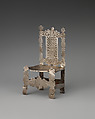 Miniature chair (one of four) (part of a set), George Manjoy  British, Silver, British, London