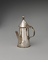 Miniature coffeepot with hinged cover, George Manjoy  British, Silver, British, London
