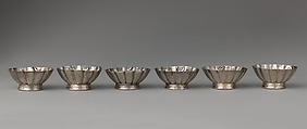 Six miniature cups (part of a set), David Clayton (British, active 1689), Silver, British, London