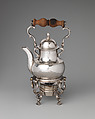 Miniature kettle with brazier, Robert Keble British, Silver, wood, British, London
