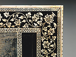 Casket, Ebony and engraved ivory, tortoiseshell; mirror glass; silver hardware; brass feet; iron lock, Indian, Vizagapatam