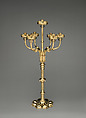 Candelabrum, Augustus Welby Northmore Pugin (British, London 1812–1852 Ramsgate), Gilded brass, glass, British, Birmingham