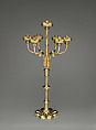 Candelabrum, Augustus Welby Northmore Pugin (British, London 1812–1852 Ramsgate), Gilded brass, glass, British, Birmingham