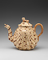 Teapot, Style of Whieldon type, Agateware (glazed earthenware), British, Staffordshire