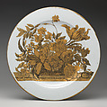 Plate (one of a pair), After engravings by Jean-Baptiste Monnoyer (French, Lille 1636–1699 London), Hard-paste porcelain with gilding, Chinese, possibly for Scottish market