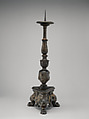 Altar candlestick with busts in relief of Saints Peter and Paul (one of a pair), Workshop of Vincenzo Grandi (mentioned 1507–1577/78), Bronze, partially oil-gilt, Northern Italian